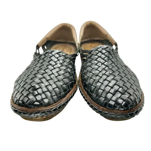 Desi Hangover | Men | Hola Black Woven Leather Dressy Flat Loafers | Size 10