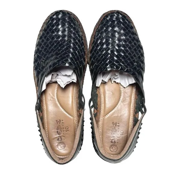 Desi Hangover | Men | Hola Black Woven Leather Dressy Flat Loafers | Size 10