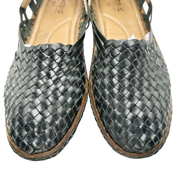 Desi Hangover | Men | Hola Black Woven Leather Dressy Flat Loafers | Size 10