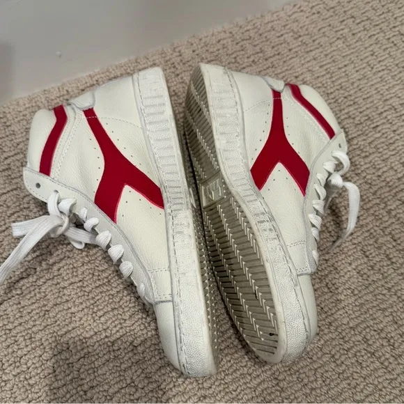 DIADORA Game L High Waxed Sneakers in White and Red Pepper size 8.5