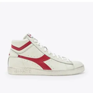 DIADORA Game L High Waxed Sneakers in White and Red Pepper size 8.5