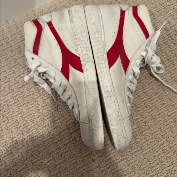 DIADORA Game L High Waxed Sneakers in White and Red Pepper size 8.5