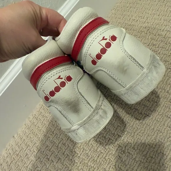 DIADORA Game L High Waxed Sneakers in White and Red Pepper size 8.5