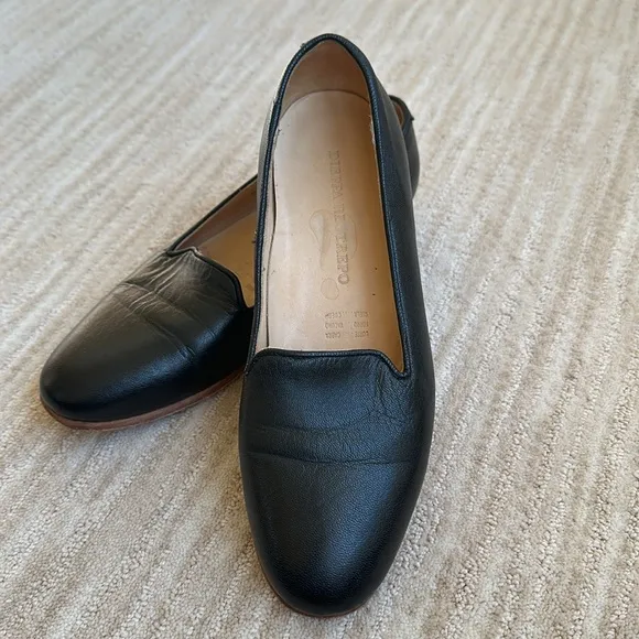 Dieppa Restrepo Leon Loafer Black Leather Classic Flats Shoes Size 8
