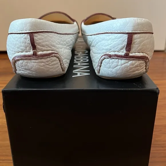 Dolce &amp; Gabbana White Leather Driving Loafers 39.5