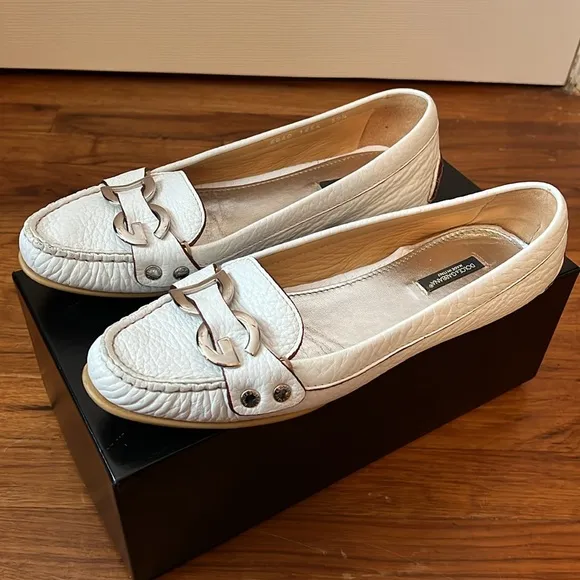 Dolce &amp; Gabbana White Leather Driving Loafers 39.5