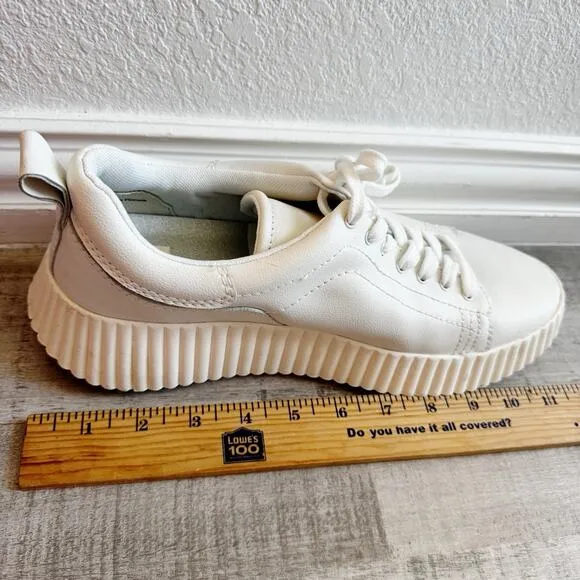 Dolce Vita Womens Devote Platform Sneakers Size 9.5 White Leather Chunky Sporty