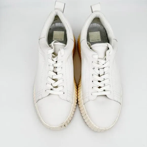 Dolce Vita Womens Devote Platform Sneakers Size 9.5 White Leather Chunky Sporty