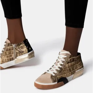Dolce Vita Zoel Sneakers Gold Calf Hair Multicolor Womens Size 8