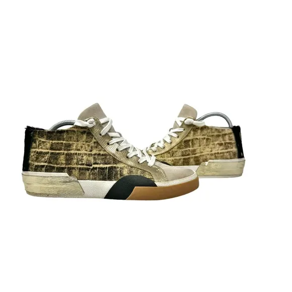 Dolce Vita Zoel Sneakers Gold Calf Hair Multicolor Womens Size 8