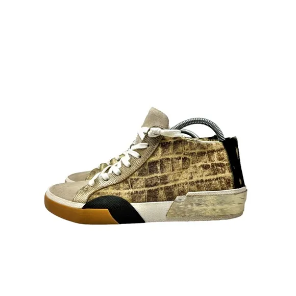 Dolce Vita Zoel Sneakers Gold Calf Hair Multicolor Womens Size 8