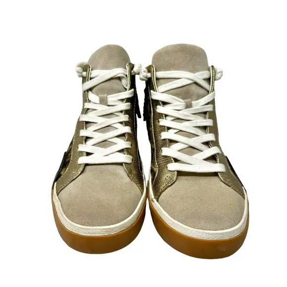 Dolce Vita Zoel Sneakers Gold Calf Hair Multicolor Womens Size 8