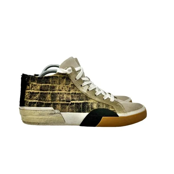 Dolce Vita Zoel Sneakers Gold Calf Hair Multicolor Womens Size 8