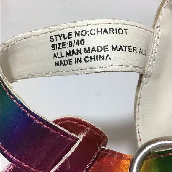 Dolls Kill Y.R.U. Chariot Chunky Platform Loafers Holographic Size 9