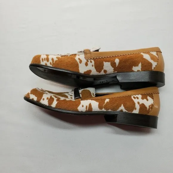 Donald J Pilner Calf Hair Buckle Loafers Size 6 6M