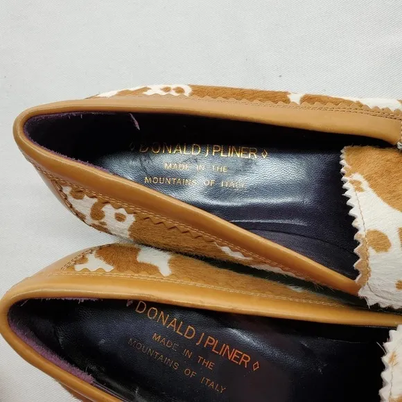 Donald J Pilner Calf Hair Buckle Loafers Size 6 6M