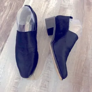 Donald J Pliner black stretchy fabric front suede back slip on loafers US 7.5