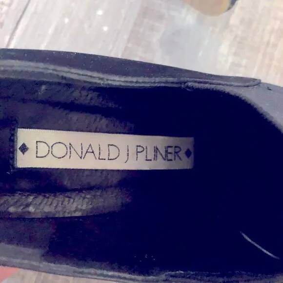Donald J Pliner black stretchy fabric front suede back slip on loafers US 7.5