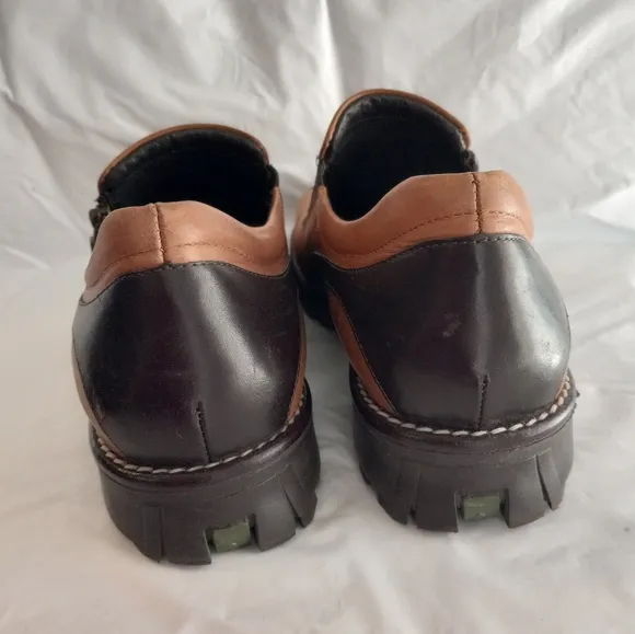 Donald Pliner Loafers Brown Leather Square Toe Sise Zip Slip On Shoes Sz…