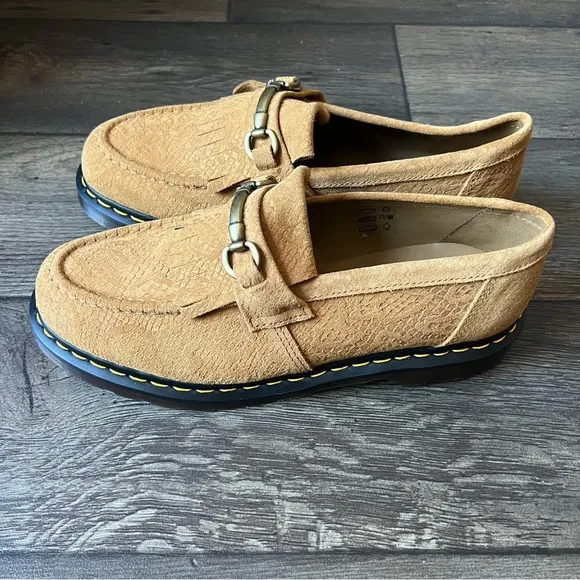 Dr Martens Adrian Snaffle Repello Python Emboss Suede Loafers Brown Size 12