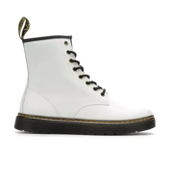 Dr. Martens Zavala Combat Boots Women's Size 9 White Lace-Up Ankle New