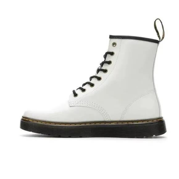 Dr. Martens Zavala Combat Boots Women's Size 9 White Lace-Up Ankle New