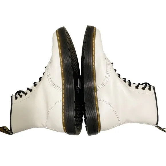 Dr. Martens Zavala White Lace Up Combat Boots Size 10