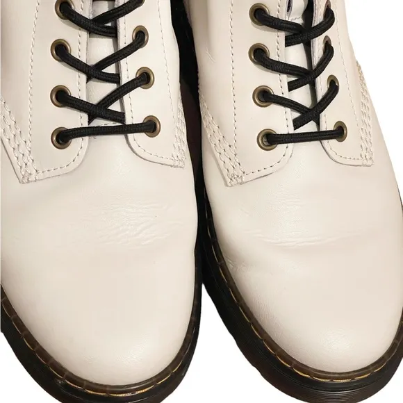 Dr. Martens Zavala White Lace Up Combat Boots Size 10