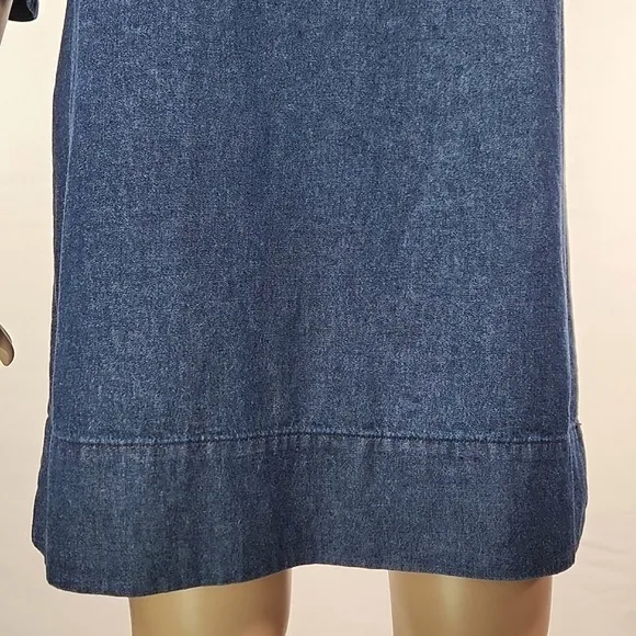 DRAPER JAMES Chambray Ruffle Shift Dress Size 2