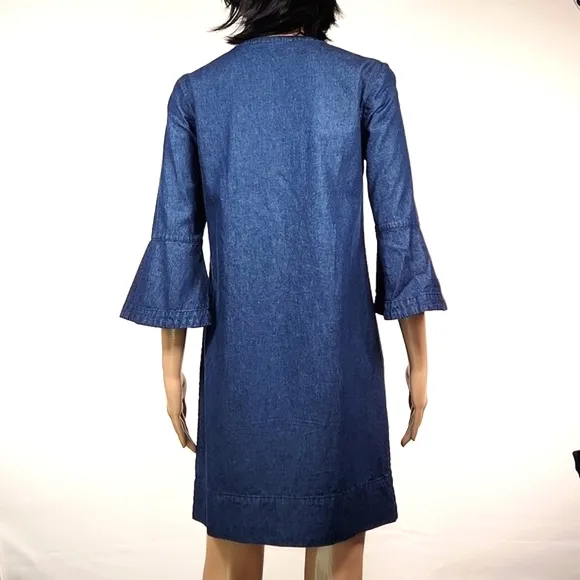DRAPER JAMES Chambray Ruffle Shift Dress Size 2