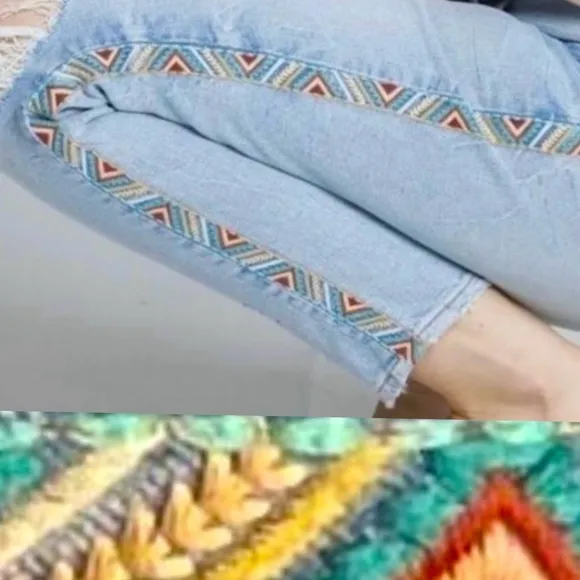 Driftwood x Free People Gizelle 27 High-Rise Embroidered Skinny Jeans New