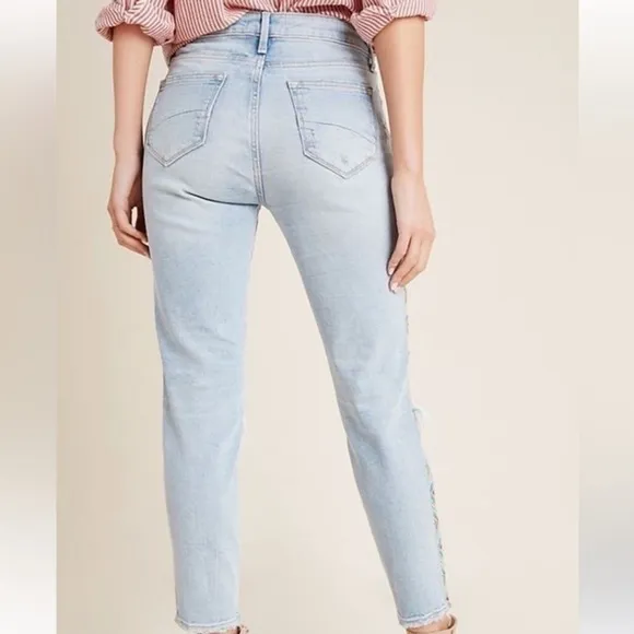Driftwood x Free People Gizelle 27 High-Rise Embroidered Skinny Jeans New