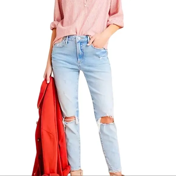 Driftwood x Free People Gizelle 27 High-Rise Embroidered Skinny Jeans New