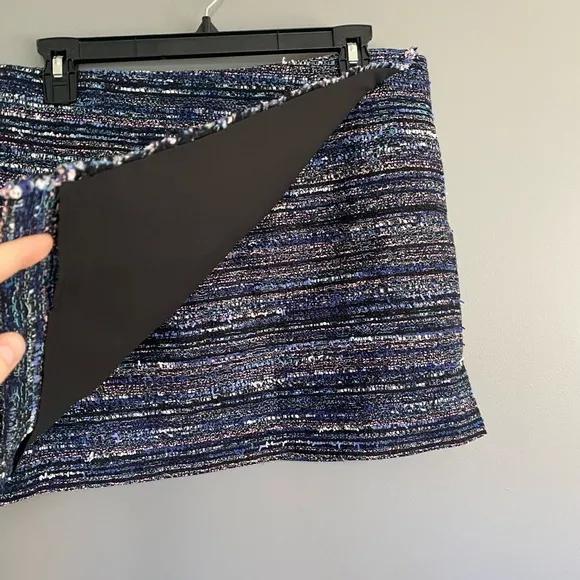 DVF Austyn Faux Wrap Tweed Mini Skirt In Blue Multi