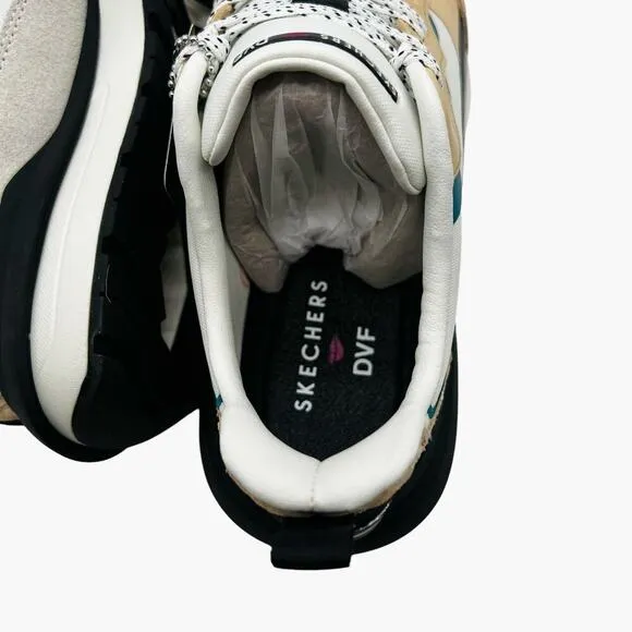 DVF x Skechers Suede Lace-Up Sneakers Halos Natural/Black Women’s Size 8