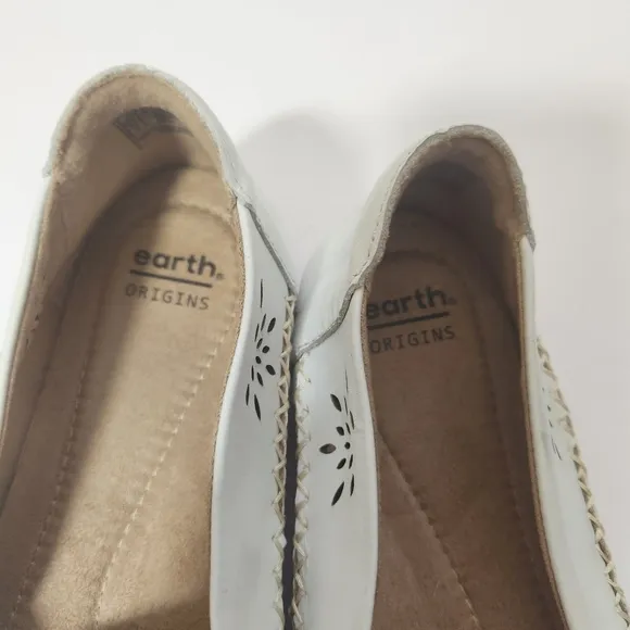 earth origins womens shoes sz 9.5 white leather slip on flats freya euc