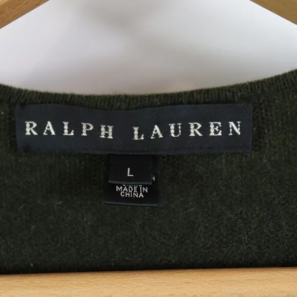EC Ralph Lauren Black Label Cashmere Wool Silk Wrap Dress Size L