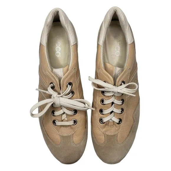 ecco | Beige Cream Neutral Casual Lace Up Comfort Sneakers Women's 10 - 10.5