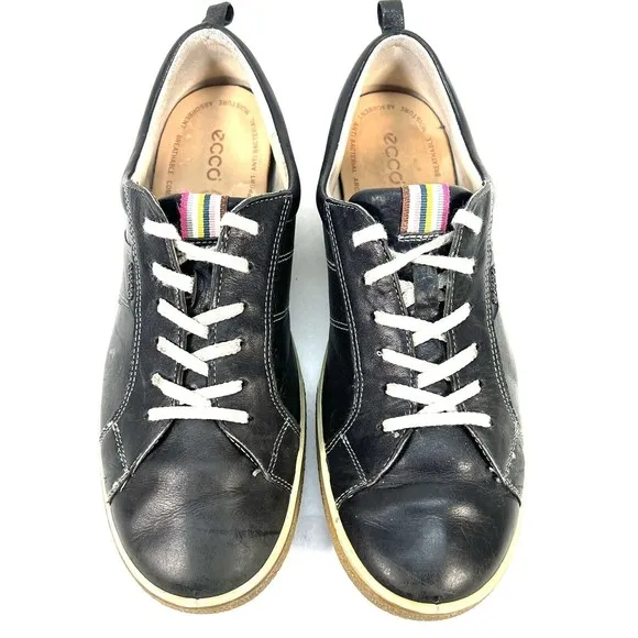 ECCO CHASE 2 Rip Tech Leather Sneakers Shoes  Black Sz EU 41 US 10-10.5 UK 8-8.5
