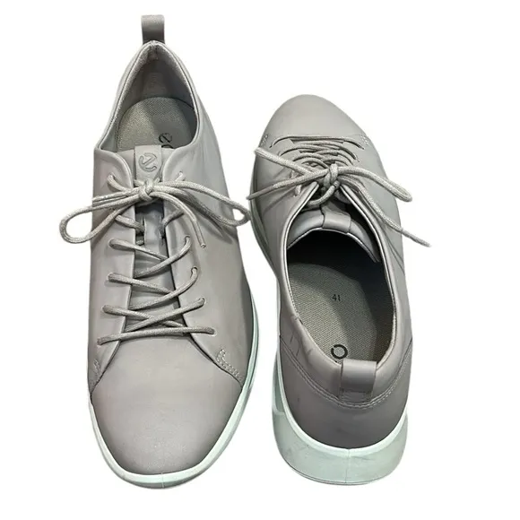 ECCO Leather Sneakers, Size EU 41/US 10, Color Gray