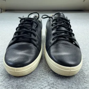 ECCO Soft 7 Black Leather Sneakers Men's EU 45 US 11-11.5 Perforated Comfort