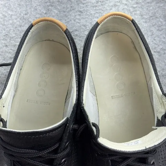 ECCO Soft 7 Black Leather Sneakers Men's EU 45 US 11-11.5 Perforated Comfort