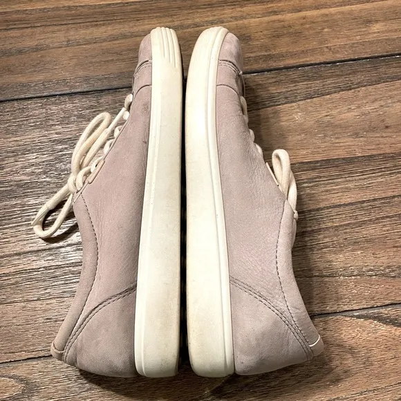 ECCO SOFT 7 Gray Rose Nubuck Leather Comfort Sneakers Size 8 EU 39 Smart Casual