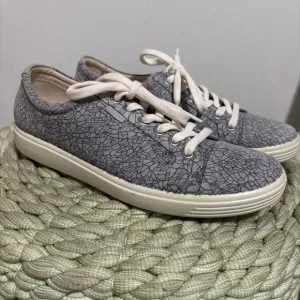 Ecco Soft 7 Nubuck Chic Grey Mosaic Lace Up Comfort Sneakers NWOB