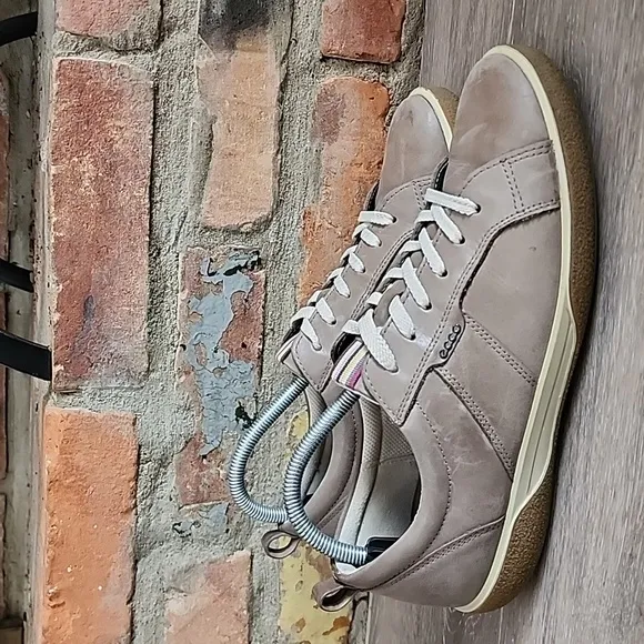 Ecco Womens Chase Tie Leather Oxford/Premium Sneakers Warm Grey Sz 41 EU/10US
