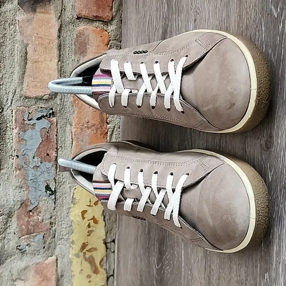 Ecco Womens Chase Tie Leather Oxford/Premium Sneakers Warm Grey Sz 41 EU/10US