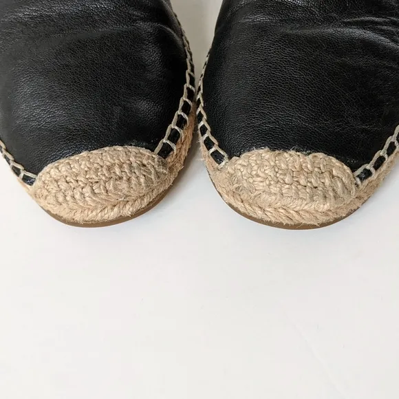 Eileen Fisher Coy Black Leather Espadrille Flats Size 6.5