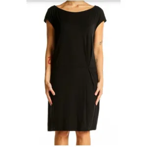 Eileen Fisher Dresses Day Mini Dress Cap Sleeveles Boat Neck Womens Black Size M