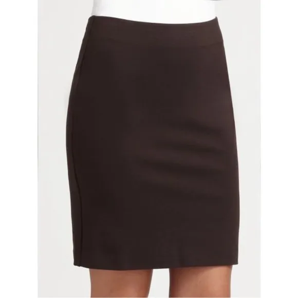 Eileen Fisher Espresso Brown Stretch Knit Pull On Skirt SZ Small