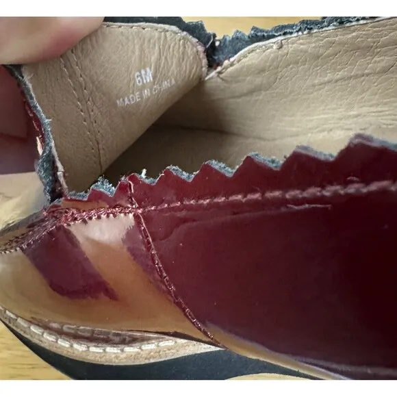 EILEEN FISHER Harria Loafers Platform Burgundy Red Patent Chunky Mod Festive 6